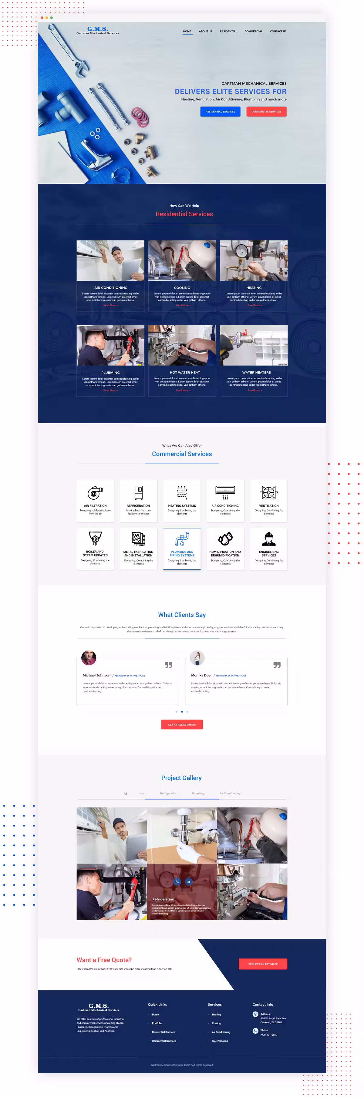 Gartman Mechanical Services full website mockup