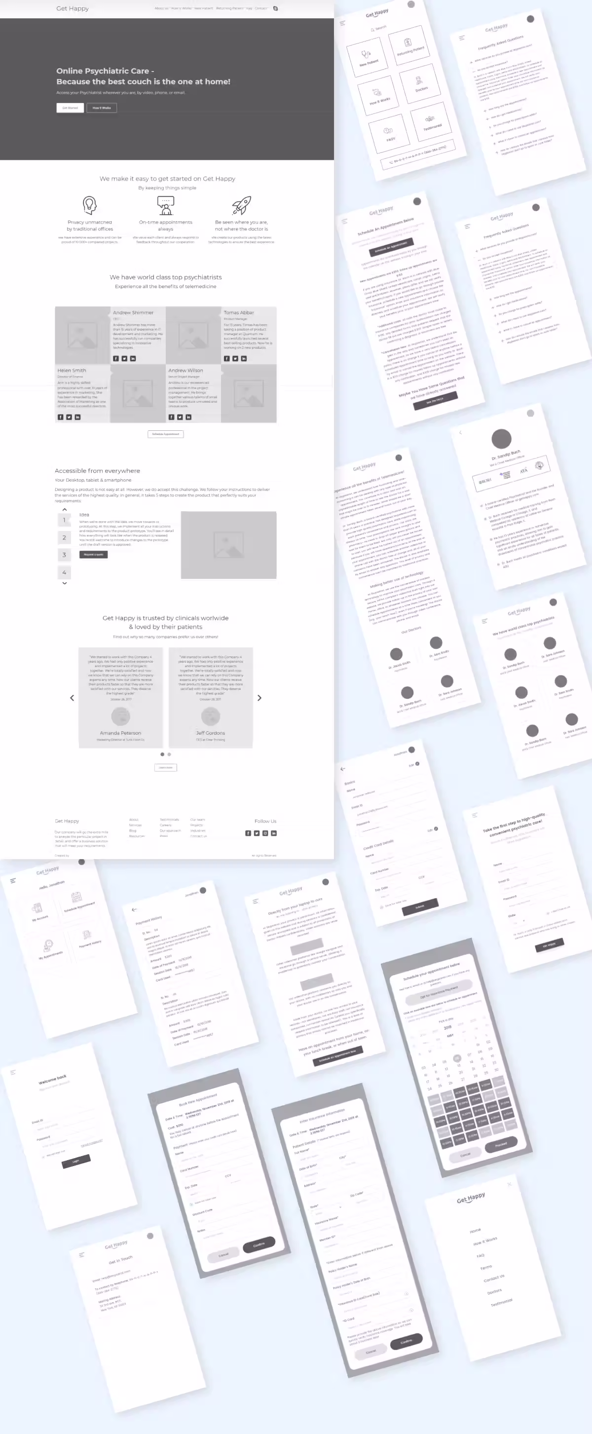 Get Happy Health wireframes